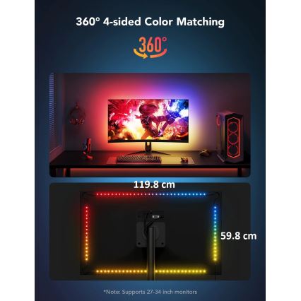 Govee - Dreamview G1 Smart LED RGBIC luminaire pour écran 27-34" Wi-Fi