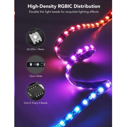 Govee - DreamView T2 DUAL TV 55-65 SMART LED-achtergrondverlichting RGBIC Wi-Fi + afstandsbediening