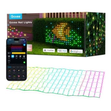 Govee - Filet lumineux LED RGBIC d'extérieur 143 × 85 cm, Wi‑Fi et compatible Matter, IP65