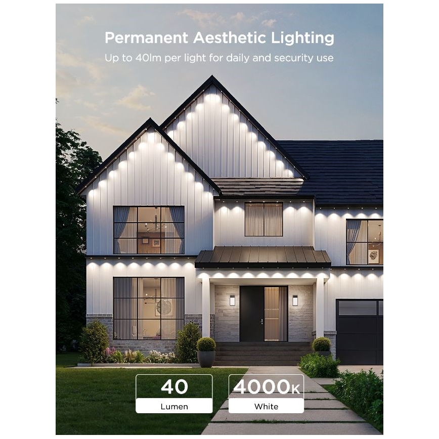 Govee - Guirlande de spots LED RGBIC 30 m, Wi‑Fi, Matter, IP67