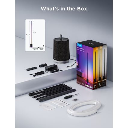 Govee - Lampadaire à intensité variable avec haut-parleur Pro RGBICWW 2200-6500K Wi-Fi + télécommande