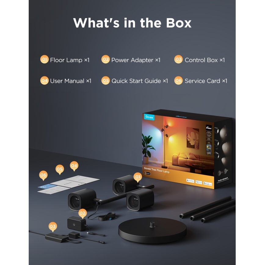 Govee - Lampadaire dimmable LED RGBICWW TREE MATTER LED/48W/230V Wi-Fi