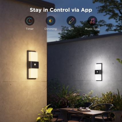 Govee - LED RGBIC dimbare buitenwandlamp met sensor MATTER LED/230V IP65 2700-6500K Wi-Fi