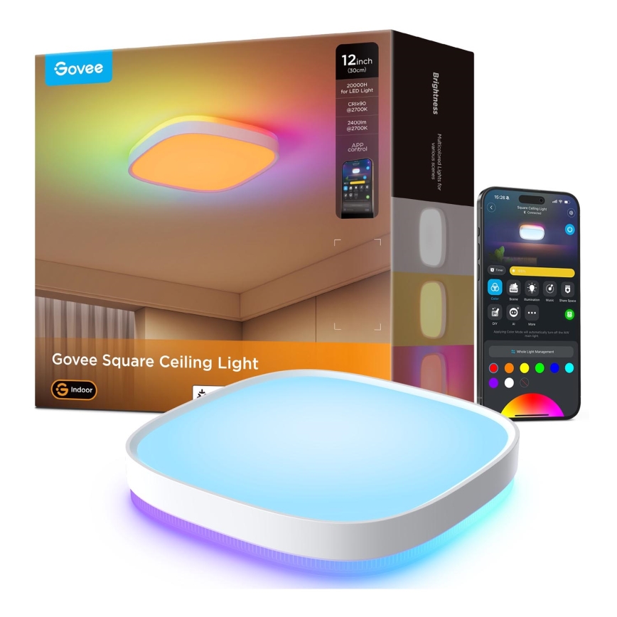 Govee - LED RGBIC Dimbare plafondlamp LED/24W/230V 2700-6500K Wi-Fi