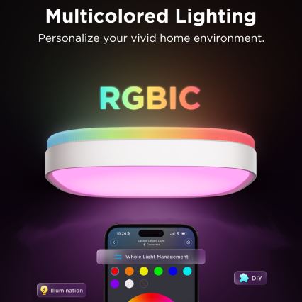 Govee - LED RGBIC Dimbare plafondlamp LED/24W/230V 2700-6500K Wi-Fi