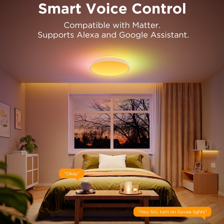 Govee - LED RGBIC Dimbare plafondlamp LED/49W/230V 2700-6500K Wi-Fi