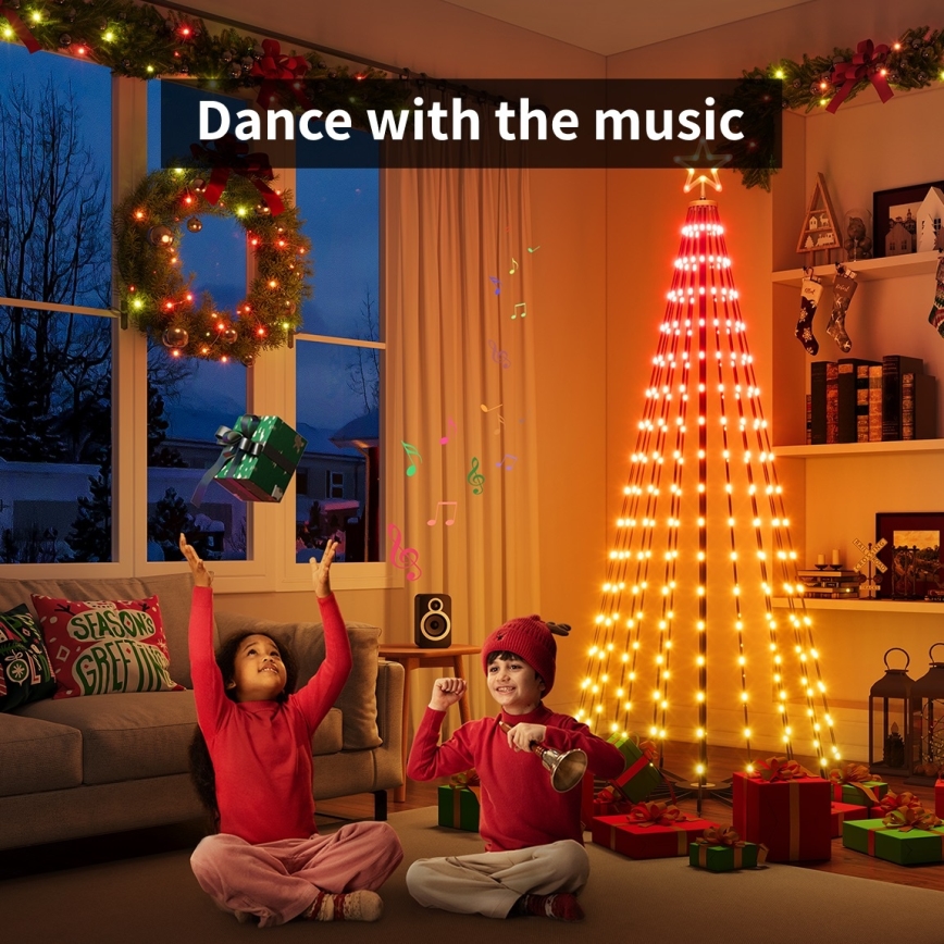 Govee - LED RGBIC Kerstboom met ster LED/15W/230V IP65 1,8m Matter Wi-Fi