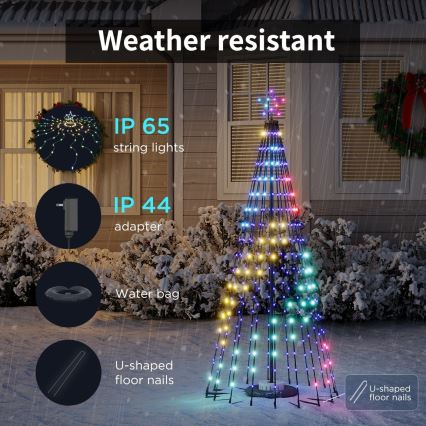 Govee - LED RGBIC Kerstboom met ster LED/15W/230V IP65 1,8m Matter Wi-Fi