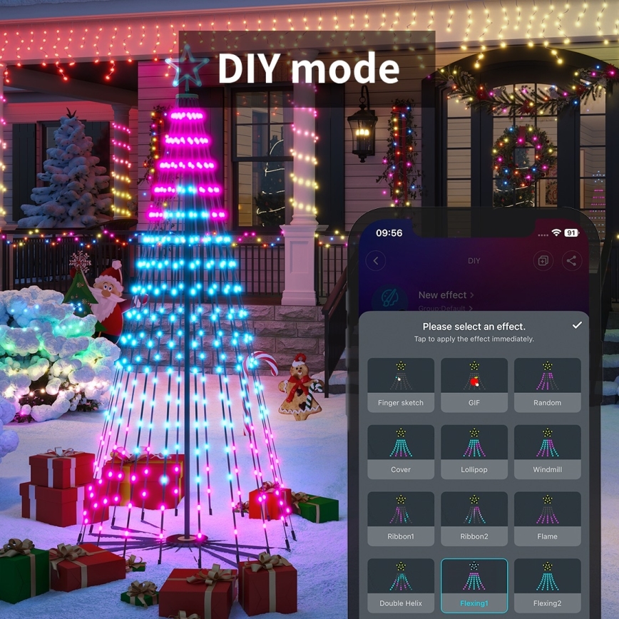 Govee - LED RGBIC Kerstboom met ster LED/15W/230V IP65 1,8m Matter Wi-Fi