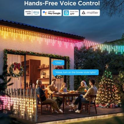 Govee - LED RGBIC Lichtketting voor buiten Smart ijspegels 10m Wi-Fi Matter IP65