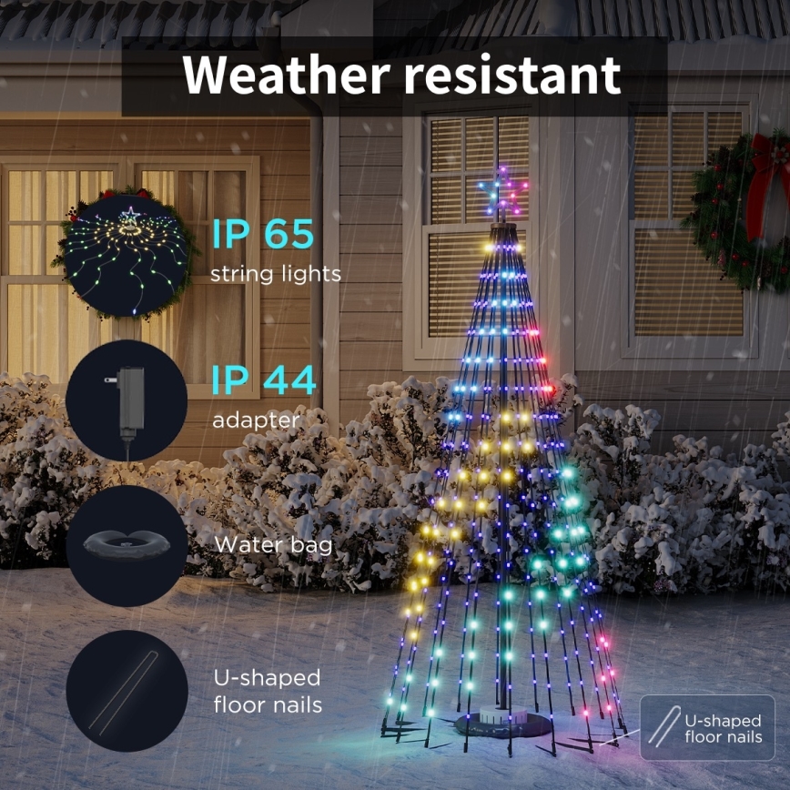 Govee - Sapin de Noël LED RGBIC avec étoile au sommet LED/15W/230V IP65 1,8m Matter Wi-Fi
