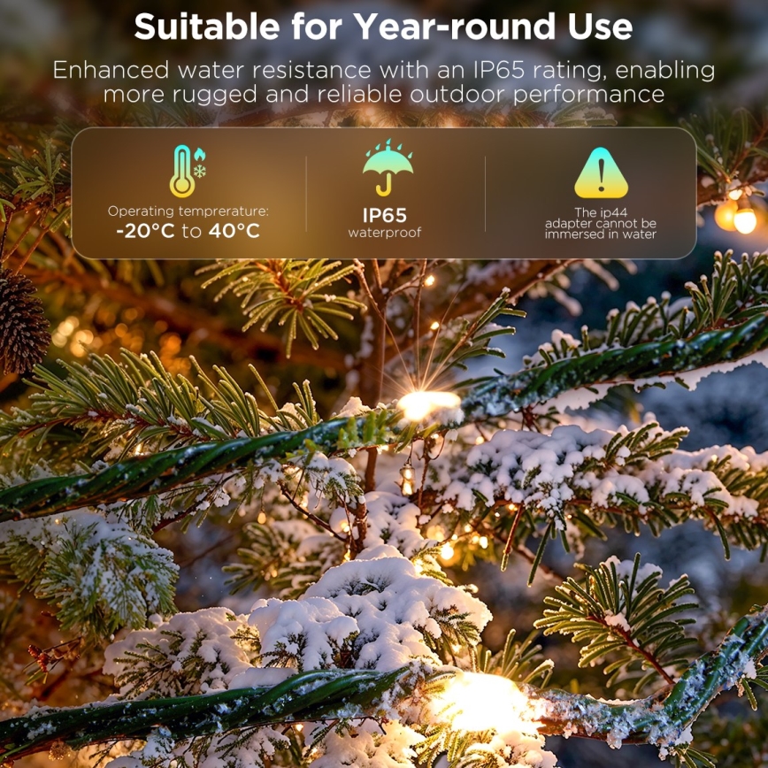 Govee - LED RGBICW Buiten Kerst lichtsnoer 2700-6500K 20m Wi-Fi Matter IP66