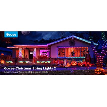 Govee - LED RGBICW Buiten Kerst lichtsnoer 2700-6500K 20m Wi-Fi Matter IP66