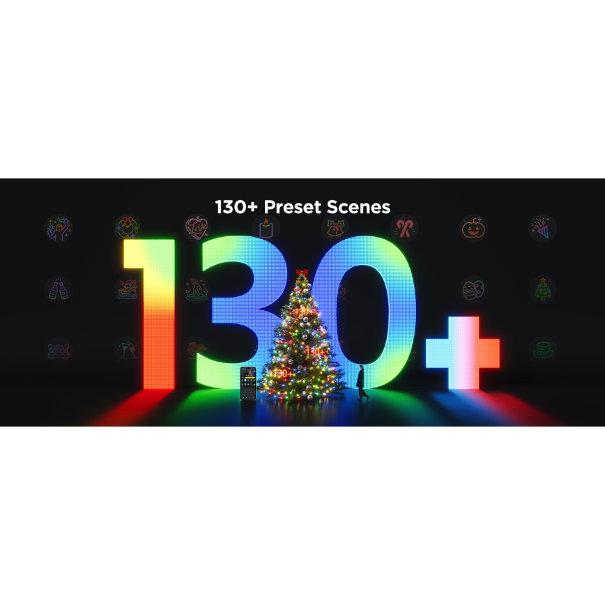 Govee - LED RGBICW Buiten Kerst lichtsnoer 2700-6500K 20m Wi-Fi Matter IP66