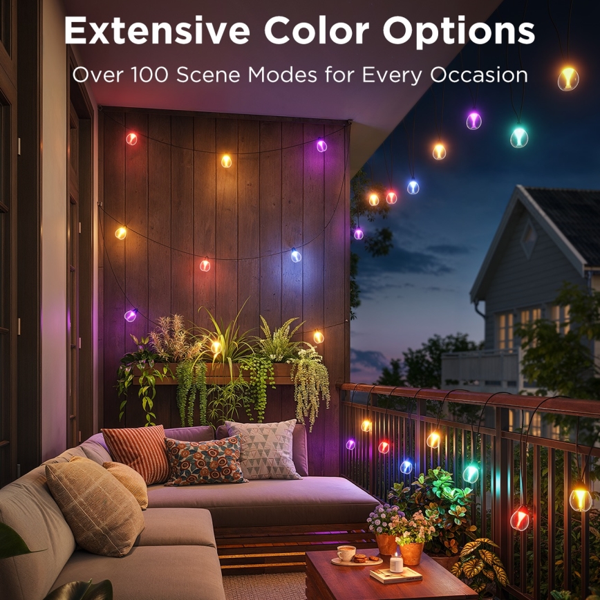 Govee - LED RGBICW Dimbaar buitenshuis Decoratieve lichtsnoer LED/24W/230V IP67 2700-6500K Wi-Fi