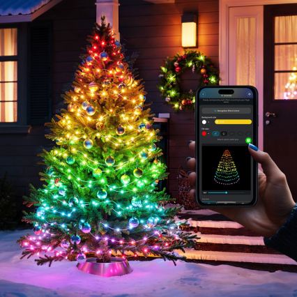 Govee - LED RGBICW guirlande lumineuse de Noël extérieure 2700-6500K 20m Wi-Fi Matter IP65