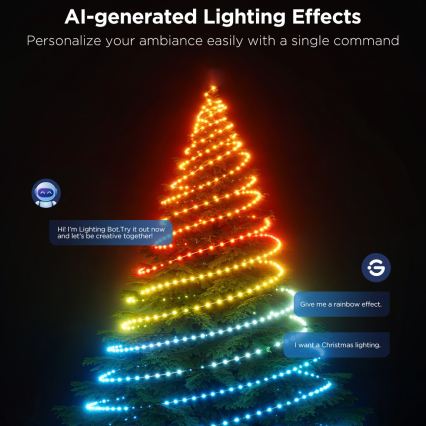 Govee - LED RGBICW guirlande lumineuse de Noël extérieure 2700-6500K 20m Wi-Fi Matter IP65