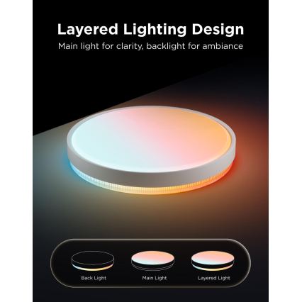 Govee - LED RGBICWW Plafonnier dimmable LED/55W/230V Ø 46 cm Matter Wi-Fi