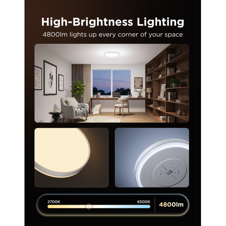 Govee - LED RGBICWW Plafonnier dimmable LED/55W/230V Ø 46 cm Matter Wi-Fi