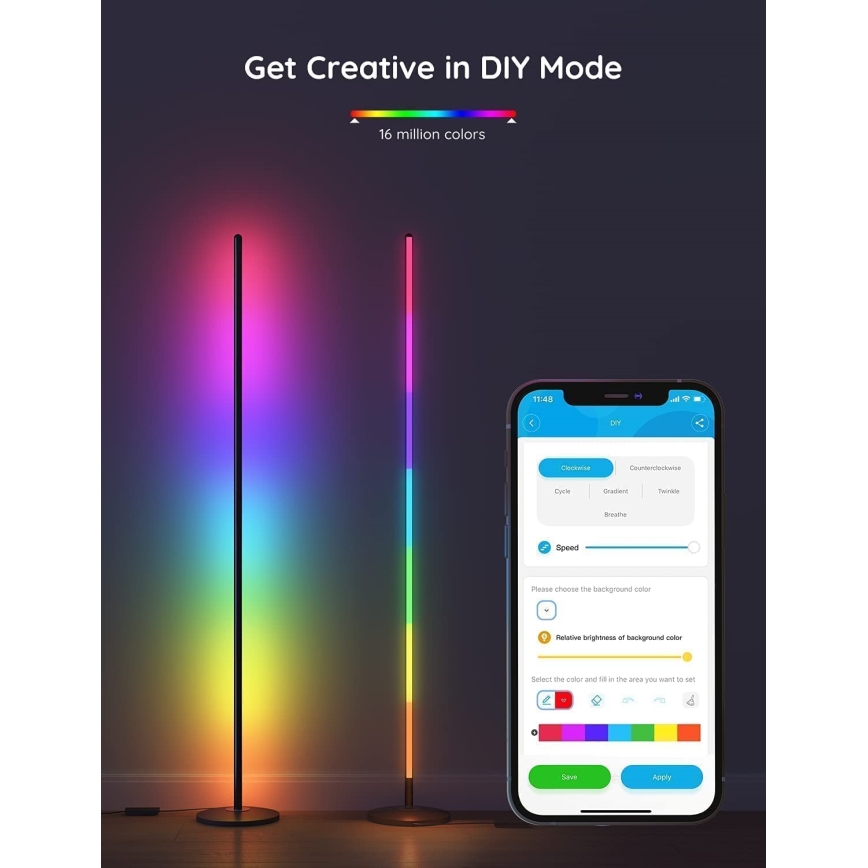 Govee - LED RGBW dimbare vloerlamp LITE MATTER LED/24W/230V Wi-Fi