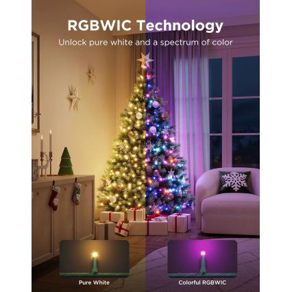Govee - LED RGBWIC Guirlande de Noël extérieure 2700-6500K 30m Wi-Fi Matter IP65