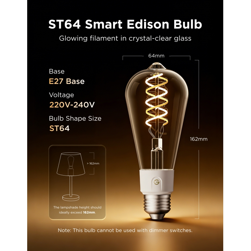 Govee - LED RGBWW dimbare lamp Smart MATTER ST64 E27/5W/230V 2700-6500K Wi-Fi