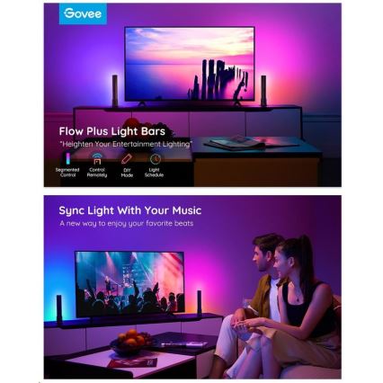 Govee - LOT 2x Flow Plus SMART LED TV & Gaming - RGBICWW Wi-Fi