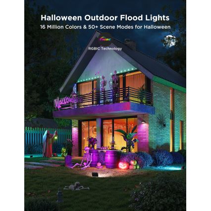 Govee - Lot de 4 projecteurs LED RGBICWW dimmables, 24 W, 230 V, IP66, compatibles Matter et Wi‑Fi