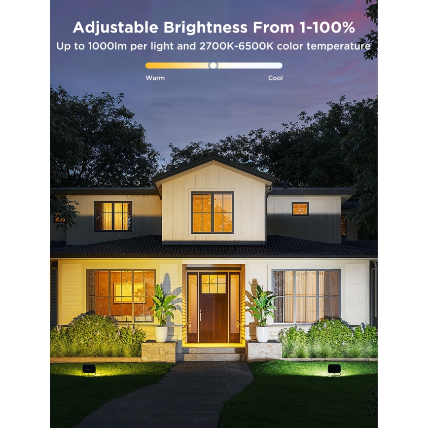 Govee - Lot de 4 projecteurs LED RGBICWW dimmables, 24 W, 230 V, IP66, compatibles Matter et Wi‑Fi