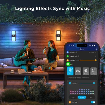 Govee - Applique murale extérieure RGBIC à intensité variable avec détecteur LED/230V IP65 2700-6500K Wi-Fi