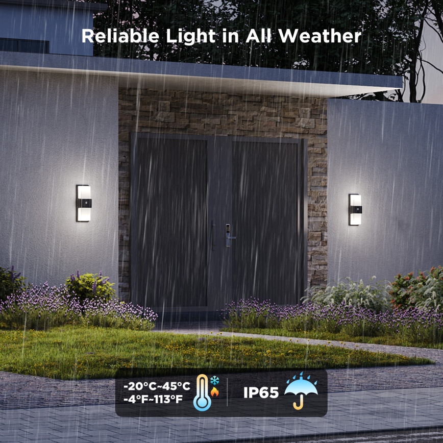 Govee - Applique murale extérieure RGBIC à intensité variable avec détecteur LED/230V IP65 2700-6500K Wi-Fi