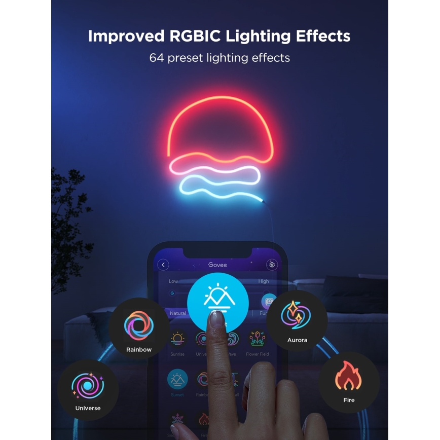 Govee - Neon 2 MATTER ruban LED flexible 3m RGBIC Wi-Fi