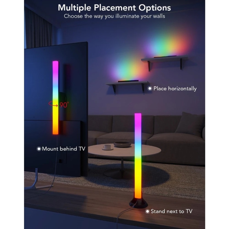 Govee - Panneau LED RGBIC intelligent 38 cm pour TV 43-75 - lot de 2 Wi-Fi