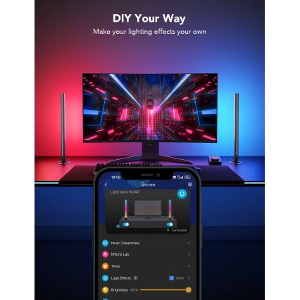 Govee - Panneaux LED gaming Wi‑Fi intelligents + double contrôleur intelligent Blanc Wi‑Fi