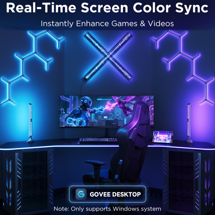 Govee - Panneaux lumineux intelligents RGBIC Gaming Pro (Matter, Wi-Fi)