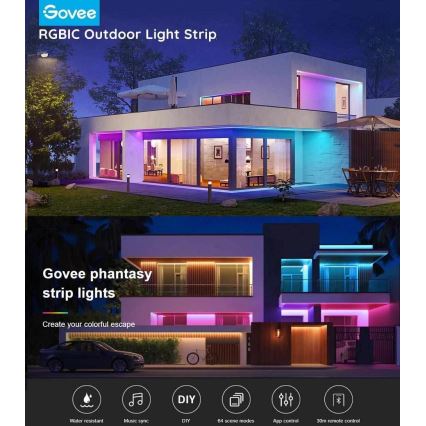 Govee - Phantasy Buiten Pro SMART LED stroken 10m - buitenshuis RGBIC Wi-Fi IP65