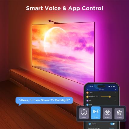 Govee - Rétroéclairage Backlight 3S Netflix TV 55-65" SMART LED RGBICW Wi-Fi + Télécommande
