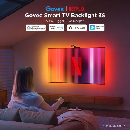 Govee - Rétroéclairage Backlight 3S Netflix TV 55-65" SMART LED RGBICW Wi-Fi + Télécommande