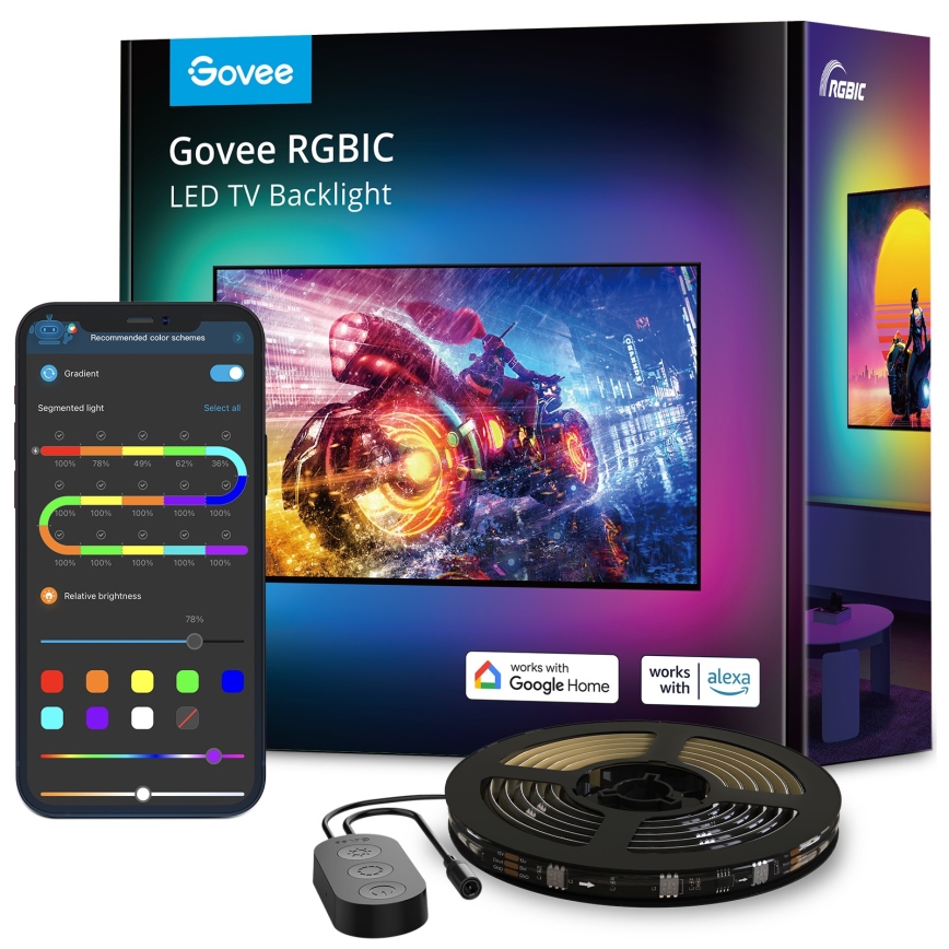 Govee - Rétroéclairage LED intelligent RGBIC Wi-Fi pour TV 55-65
