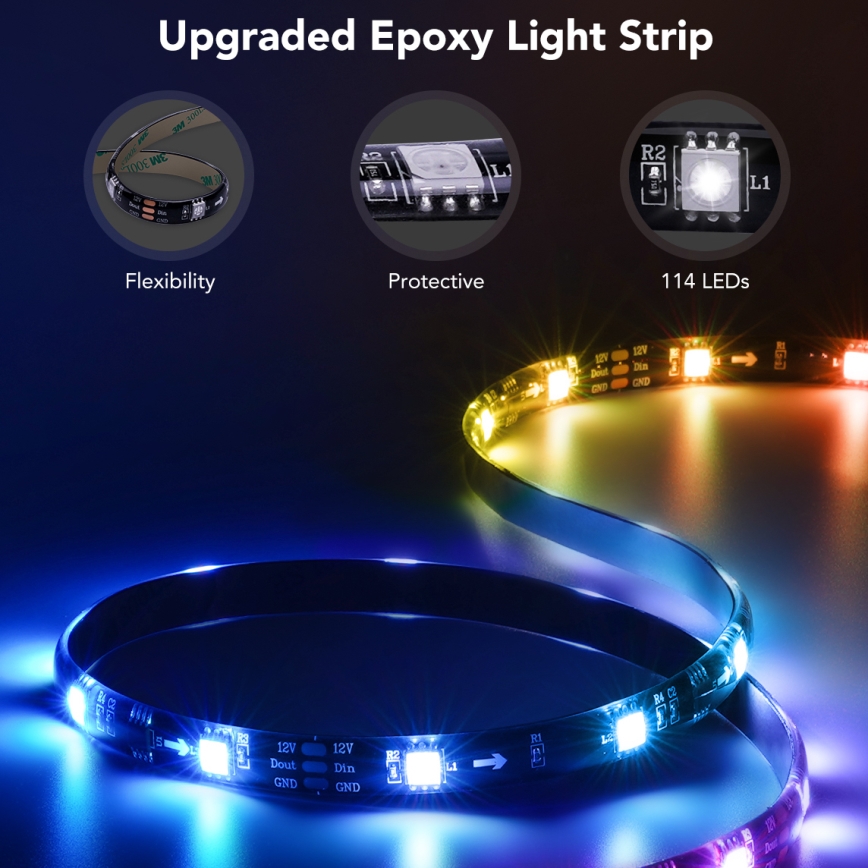 Govee - Rétroéclairage LED intelligent RGBIC Wi-Fi pour TV 55-65