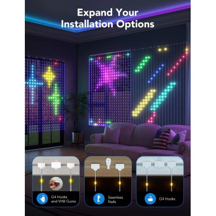 Govee - RGBIC Rideau lumineux 520 LED 1,5x2m Wi-Fi IP65