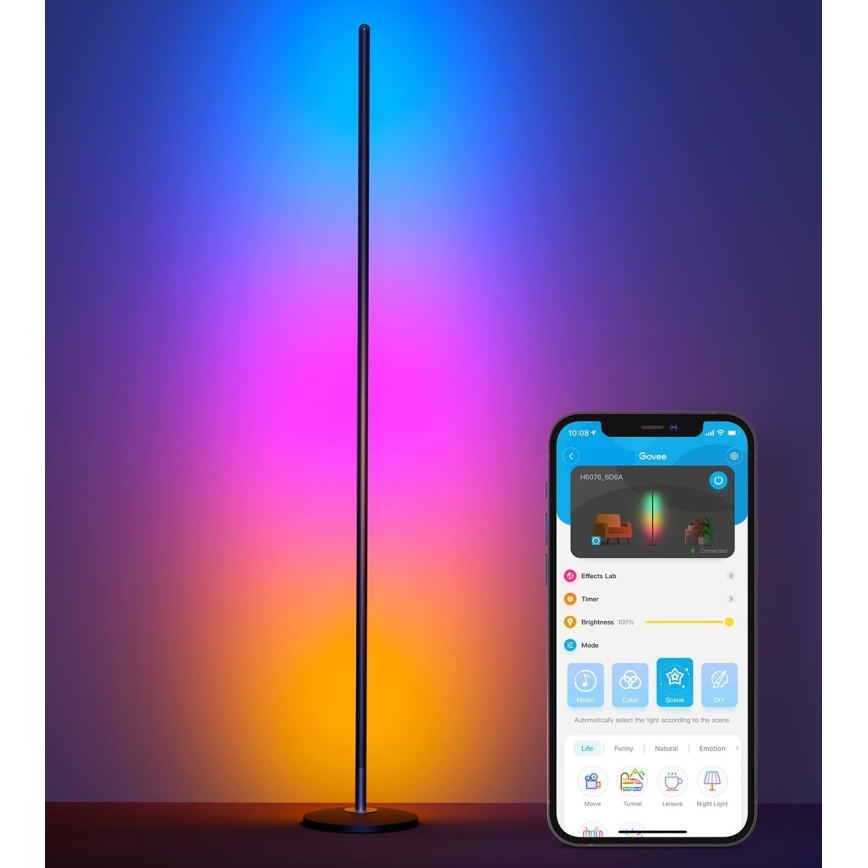 Govee - RGBICW Smart Hoek Floor Lamp Wi-Fi