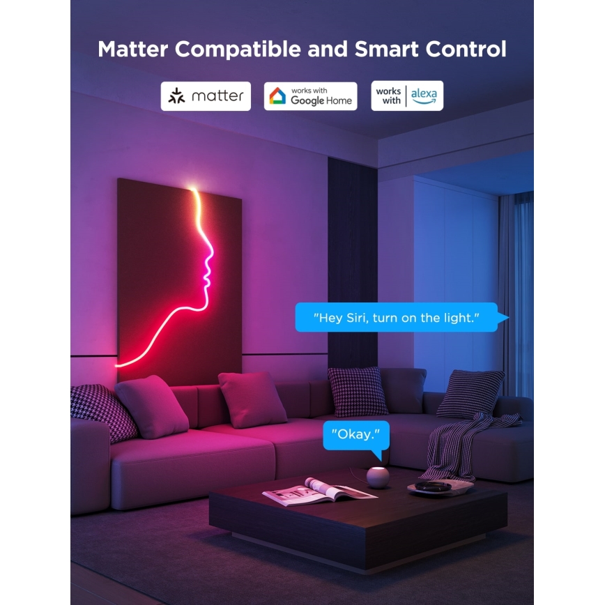 Govee - Ruban LED pliable Neon 2 MATTER 5m RGBIC Wi-Fi IP67