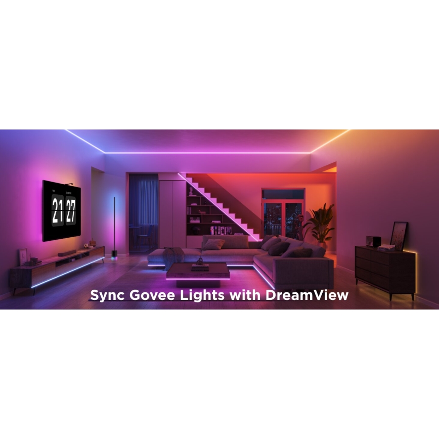 Govee - Ruban LED RGBICW à intensité variable COB 3780 diodes 3m Wi-Fi Matter