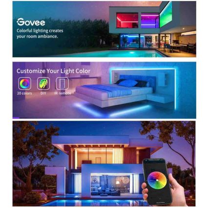 Govee - Ruban Wi-Fi RGB Smart LED 15 m + télécommande