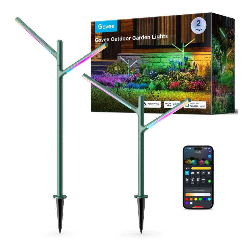 Govee - SET 2x LED RGBICWW Dimbaar buitenshuis lamp LED/18W/230V IP66 2700-6500K Wi-Fi
