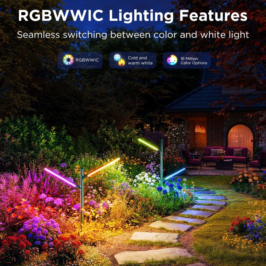 Govee - SET 2x LED RGBICWW Dimbaar buitenshuis lamp LED/18W/230V IP66 2700-6500K Wi-Fi