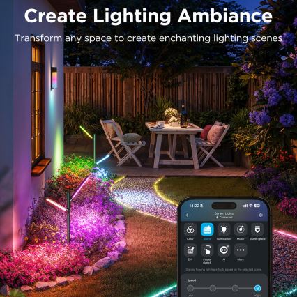 Govee - SET 2x LED RGBICWW Dimbaar buitenshuis lamp LED/18W/230V IP66 2700-6500K Wi-Fi