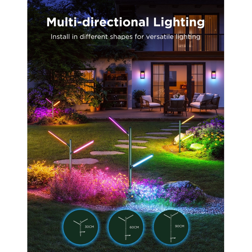 Govee - SET 2x LED RGBICWW Dimbaar buitenshuis lamp LED/18W/230V IP66 2700-6500K Wi-Fi