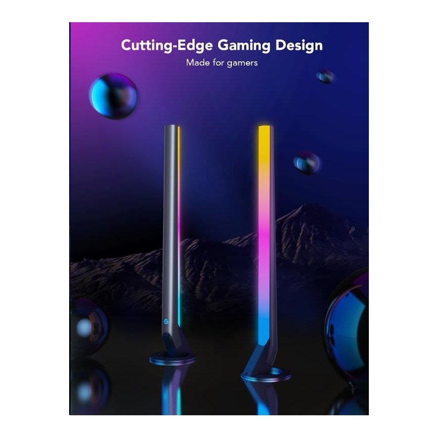 Govee - set 2x Smart Gaming Wi-Fi LED RGBIC panelen + Smart Dual zwart + afstandsbediening